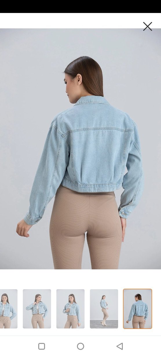 Açık Mavi Kısa Denim Ceket - Görsel 4