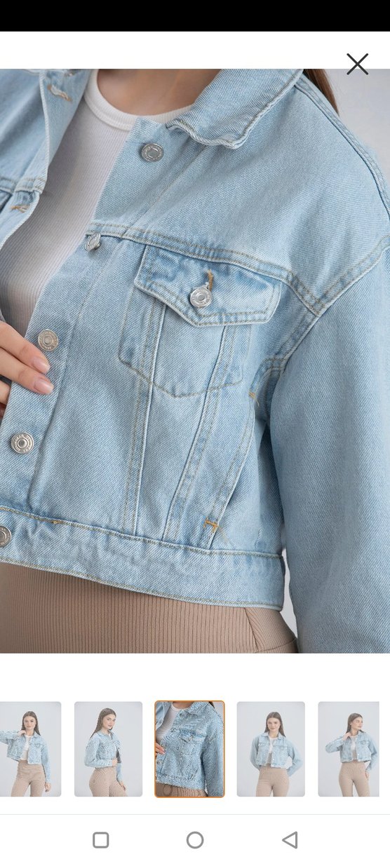 Açık Mavi Kısa Denim Ceket - Görsel 3