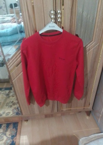 Kırmızı Erkek Bisiklet Yaka Uzun Kollu Kazak - Görsel 3