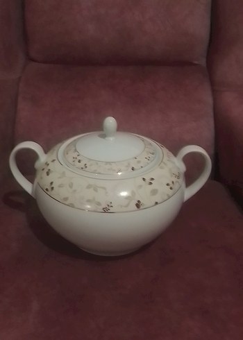 Beyaz Desenli Porselen çorba tenceresi - Görsel 2