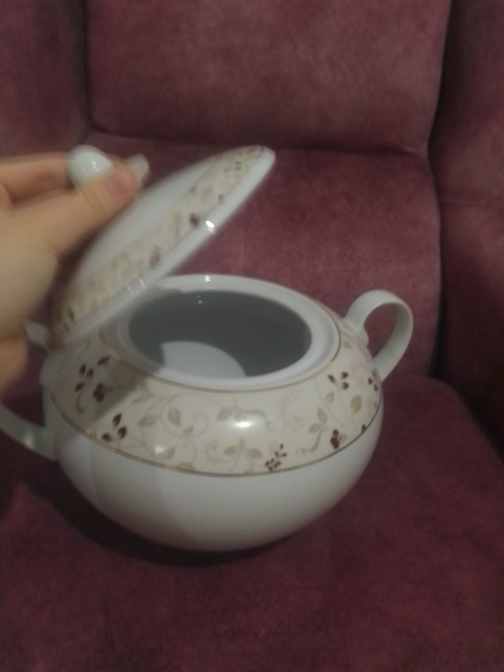 Beyaz Desenli Porselen çorba tenceresi - Görsel 4