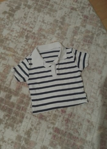 Çizgili Mini Polo Tişört - Görsel 3