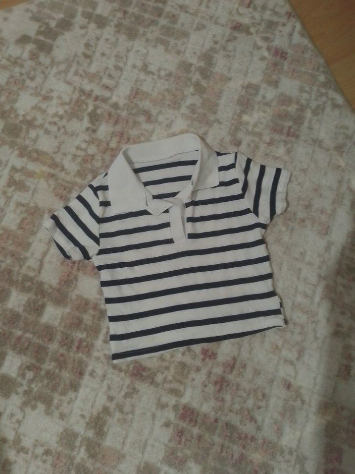 Çizgili Mini Polo Tişört - Görsel 3