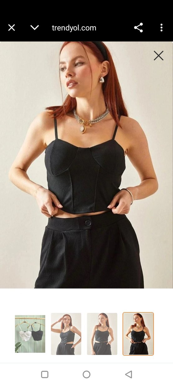 Kadın siyah  Mini Pamuklu Strappy Büstiyer - Görsel 2