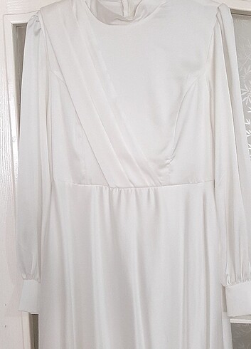 40 Beden beyaz Renk Tesettür nikah Elbisesi 