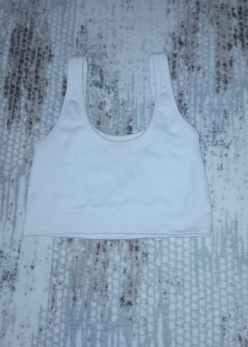 xs Beden Beyaz Kadın Atlet Crop Top