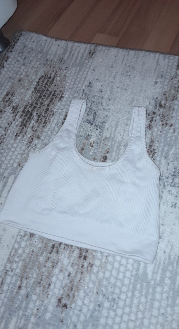 Beyaz Kadın Atlet Crop Top - Görsel 2