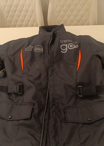 Erkek Siyah Biker Mont Velcro Detaylı kurye mont - Görsel 3