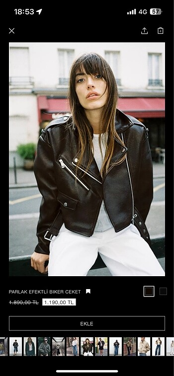 Zara parlak efektli biker ceket