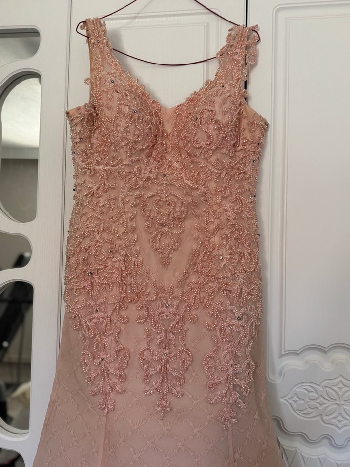 Dantel ve Taş İşlemeli Uzun Abiye Elbise - Görsel 2