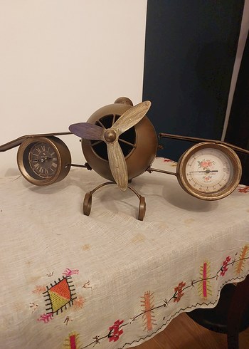 Kahverengi Uçak Tasarımlı Masa Saati - Görsel 8