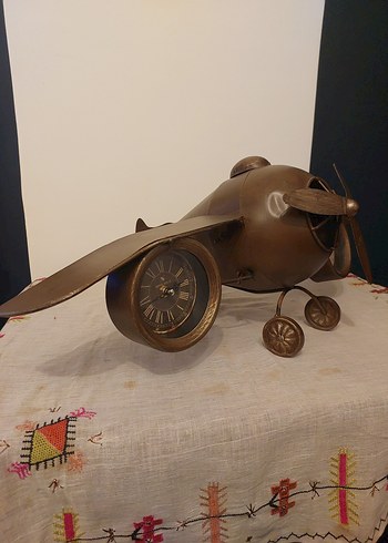 Kahverengi Uçak Tasarımlı Masa Saati - Görsel 5