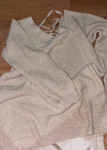 Bej Örgü Kadın Triko - Görsel 4