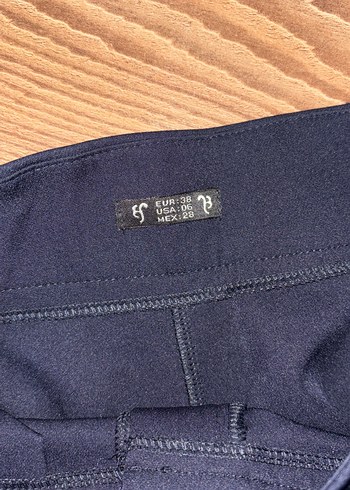 Düğmeli Lacivert yüksek bel Kadın Kumaş Pantolon - Görsel 4