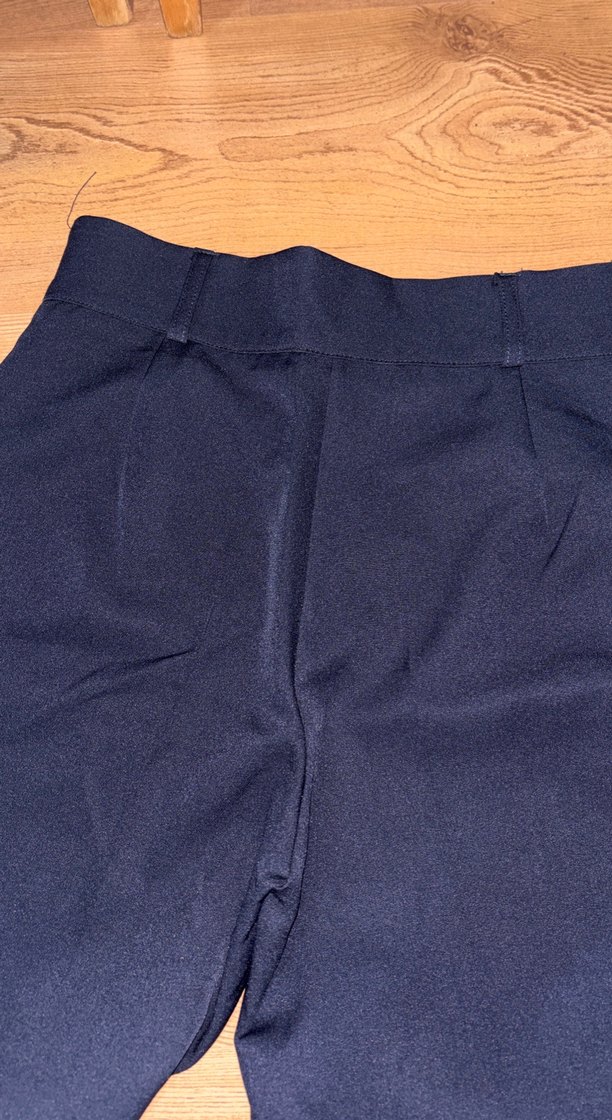 Düğmeli Lacivert yüksek bel Kadın Kumaş Pantolon - Görsel 2