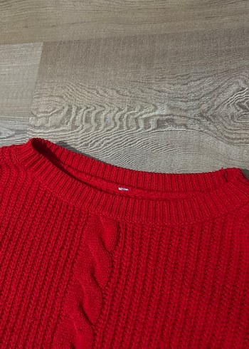 Kırmızı Örgü Kadın Kazak - Görsel 4