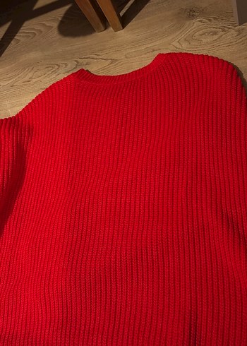 Kırmızı Örgü Kadın Kazak - Görsel 3