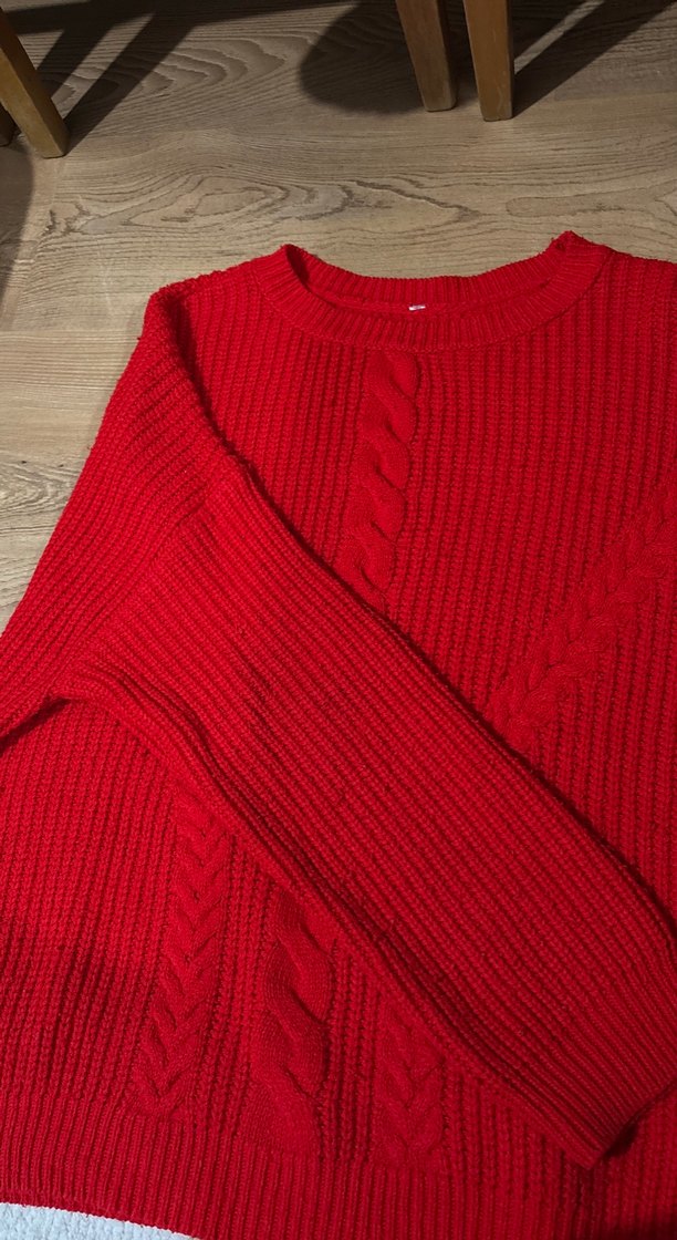 Kırmızı Örgü Kadın Kazak - Görsel 2