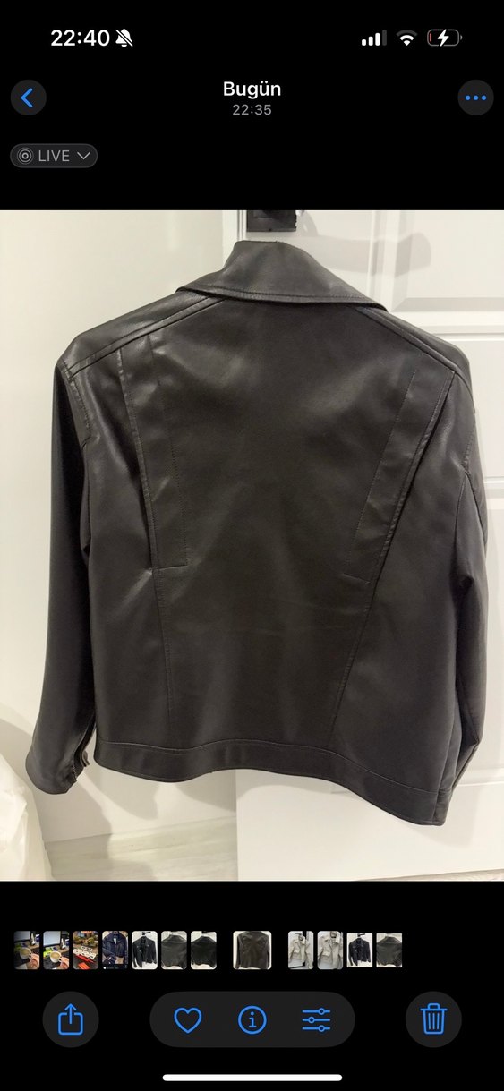 Siyah Kadın Deri Biker Ceket - Görsel 2