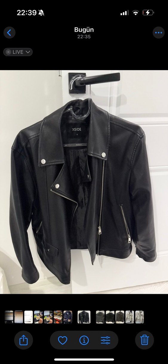 Siyah Kadın Deri Biker Ceket - Görsel 4