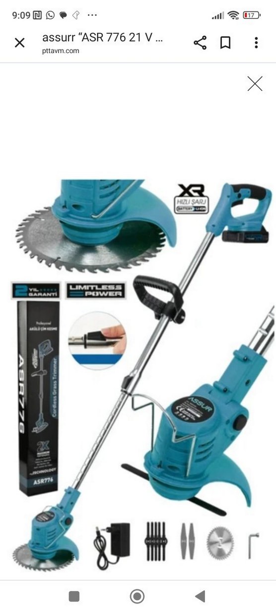 Kablosuz Çim Biçme Makinesi Turkuaz - Görsel 4