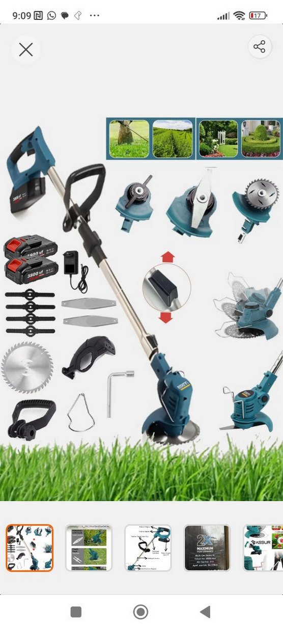 Kablosuz Çim Biçme Makinesi Turkuaz - Görsel 3