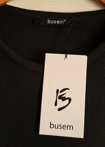 Siyah Beyaz Çizgili Midi  merserize standart bedenli Elbise - Görsel 3