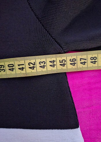 Siyah Beyaz Çizgili Midi  merserize standart bedenli Elbise - Görsel 7