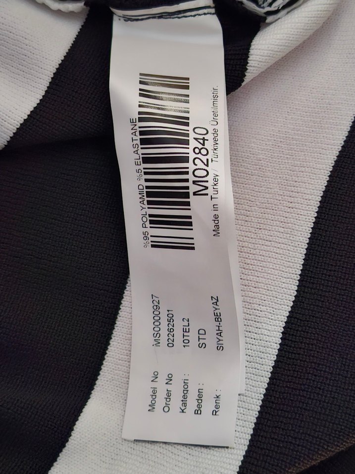 Siyah Beyaz Çizgili Midi  merserize standart bedenli Elbise - Görsel 4