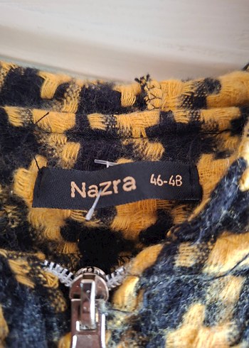 Sarı Desenli Uzun fermuarli Kadın Kap - Görsel 4