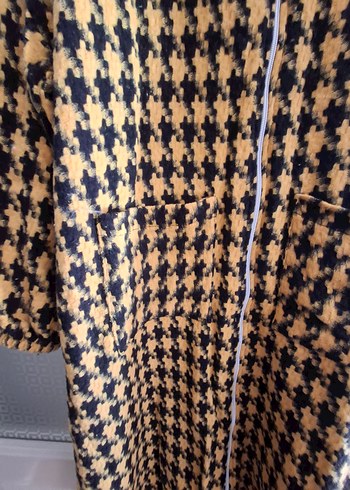 Sarı Desenli Uzun fermuarli Kadın Kap - Görsel 6