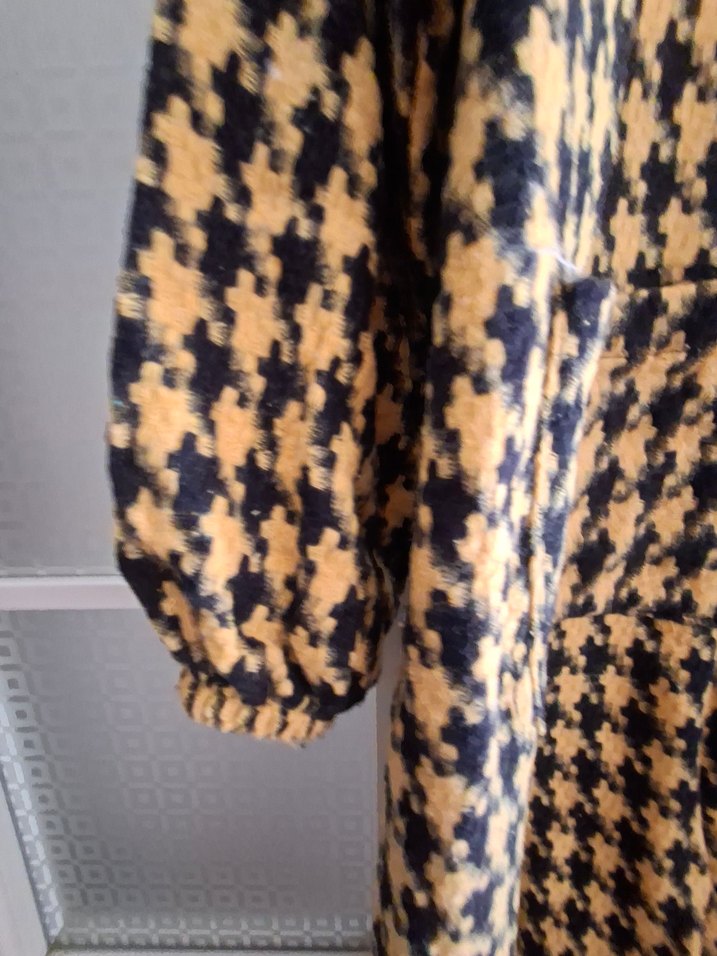 Sarı Desenli Uzun fermuarli Kadın Kap - Görsel 5