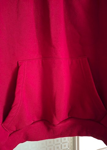 Koyu Kırmızı Kapüşonlu Oversize Sweatshirt - Görsel 5