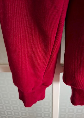 Koyu Kırmızı Kapüşonlu Oversize Sweatshirt - Görsel 6