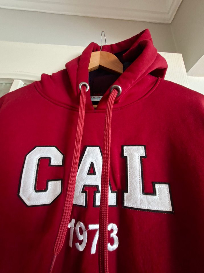 Koyu Kırmızı Kapüşonlu Oversize Sweatshirt - Görsel 4