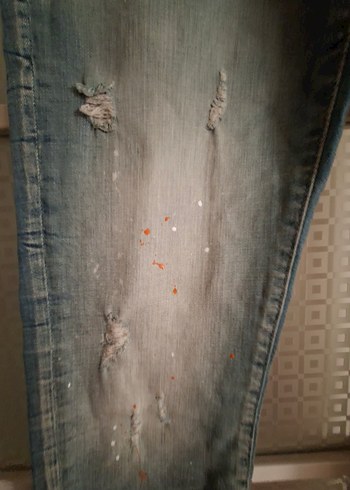 Gri Baskılı Rahat Kesim Erkek Denim Pantolon - Görsel 7