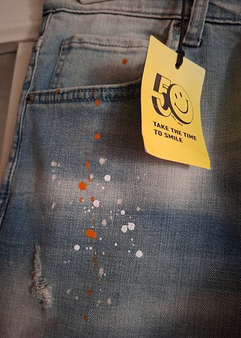 Gri Baskılı Rahat Kesim Erkek Denim Pantolon - Görsel 4