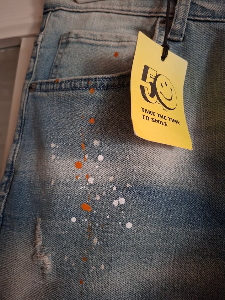 Gri Baskılı Rahat Kesim Erkek Denim Pantolon - Görsel 4