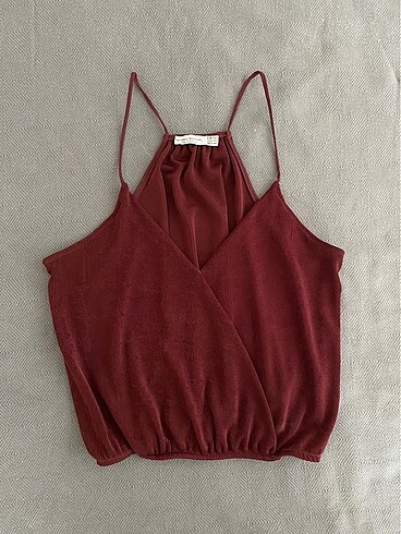 Bershka bordo askılı üst