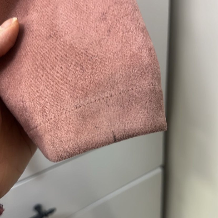 Kadın pembe Süet Fermuarlı Deri Ceket - Görsel 4