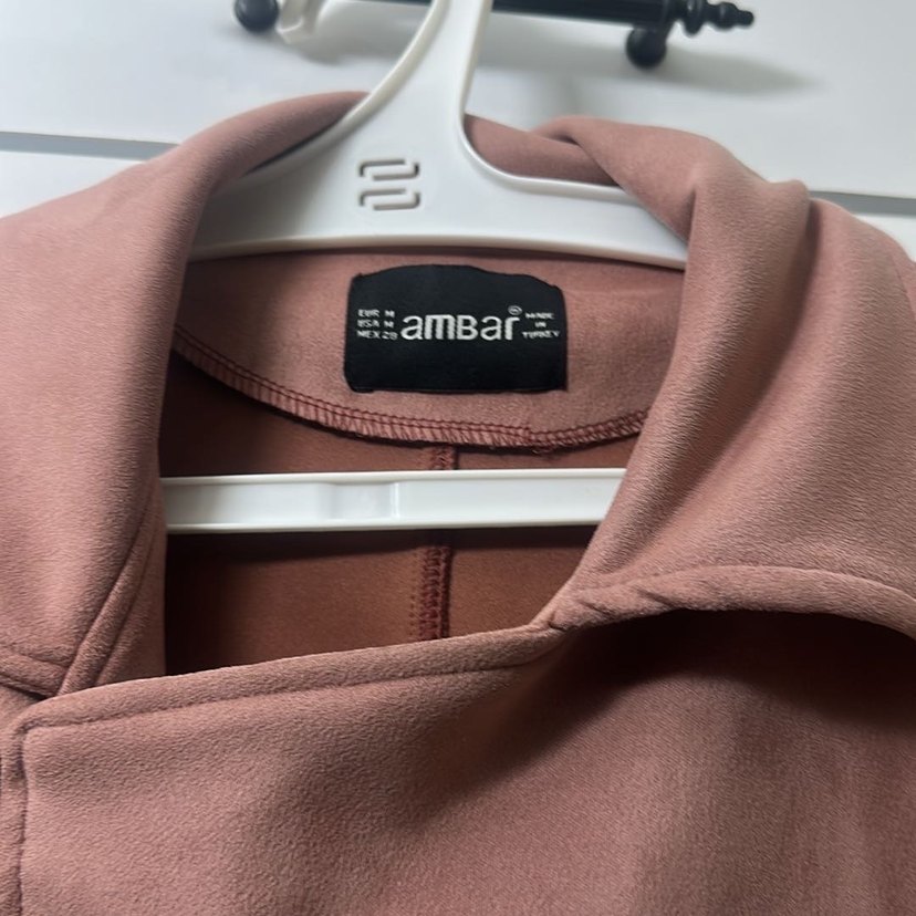 Kadın pembe Süet Fermuarlı Deri Ceket - Görsel 3