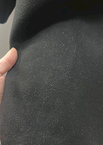 Kadın Siyah kaşe Velcro Detaylı kaban - Görsel 4