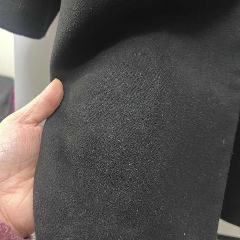 Kadın Siyah kaşe Velcro Detaylı kaban - Görsel 4