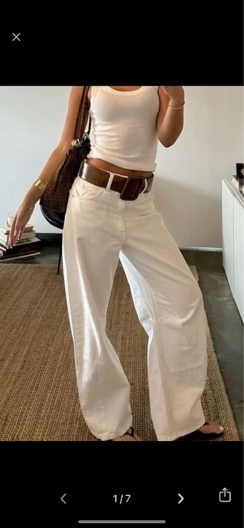bershka beyaz bol paça kot pantolon
