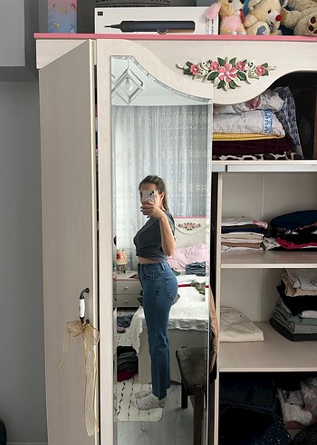 36 Beden gri Renk Gri Tie-Dye Salaş Midi Kadın Jean
