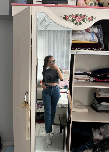 Diğer Gri Tie-Dye Salaş Midi Kadın Jean