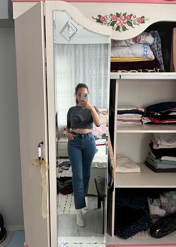Gri Tie-Dye Salaş Midi Kadın Jean