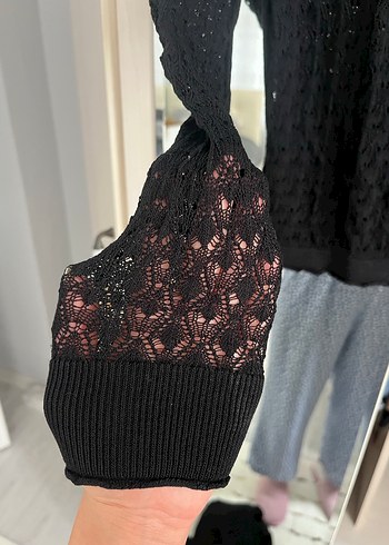 H&M Siyah Triko Uzun Kollu İnce Bluz