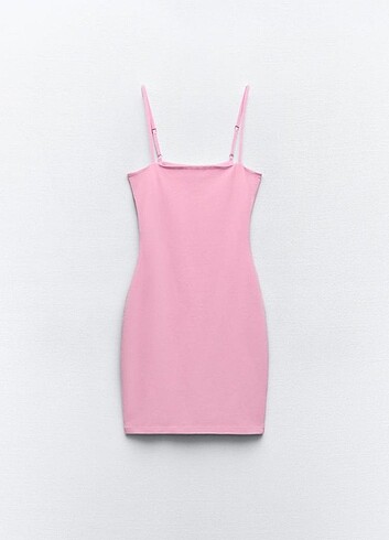 Zara askılı pembe elbise