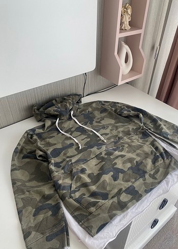 Kamuflaj Desenli Kapüşonlu Sweatshirt - Görsel 3